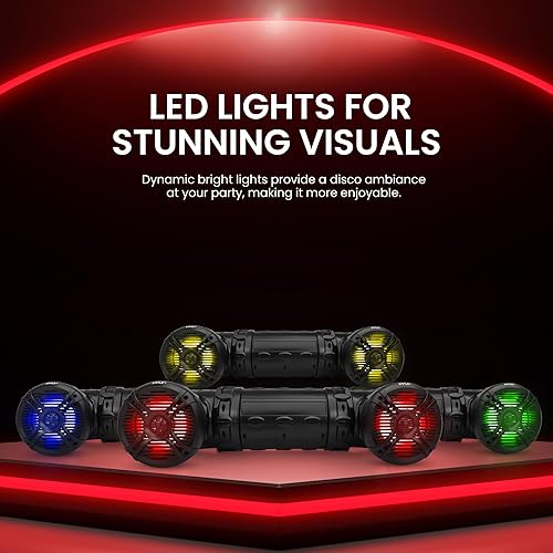 Miniatura 4 de Pyle USA Marine - Altavoces alimentados por ATV - Bluetooth inalámbrico 4.0, 1000 vatios, luces LED que cambian de color, IP44 impermeable, sistema