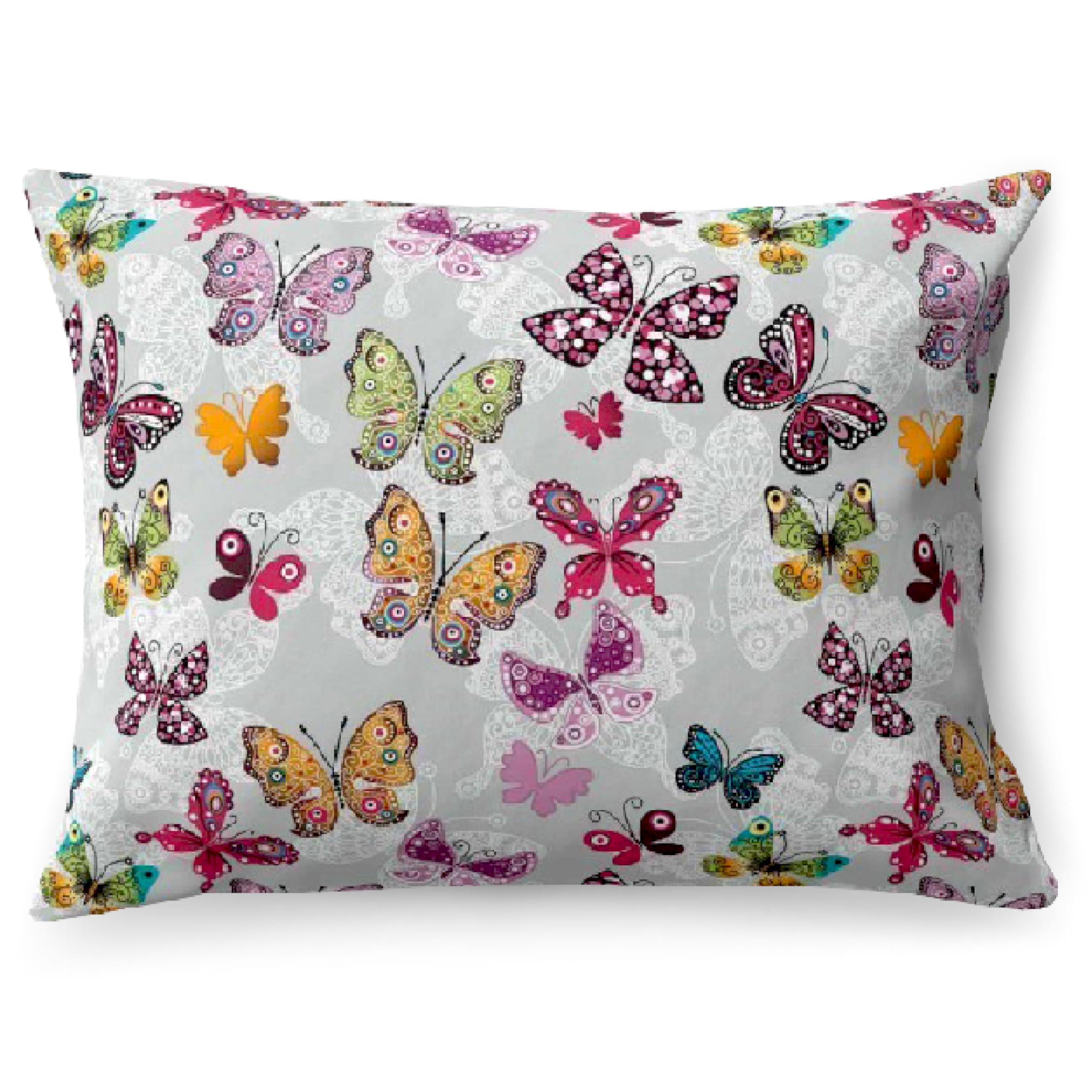 PinkZebra Kopfkissenbezüge 40 x 40 cm, Kissenbezug aus 100% Baumwolle, Kissenhülle, Öko-Tex, Hülle für Kissen mit Reißverschluss, Bunte Schmetterlinge