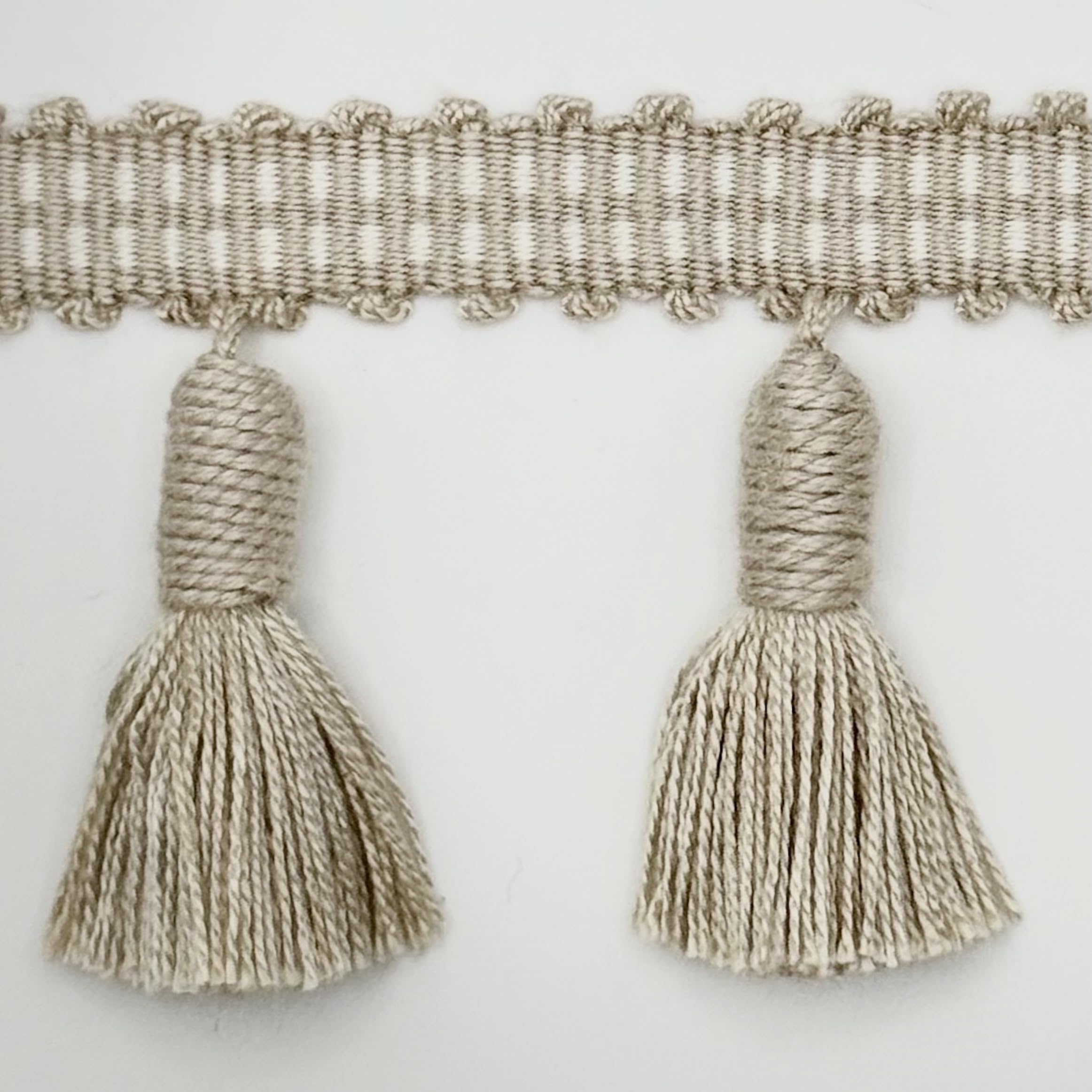 6.5CM Tassel Fringe Beige ON 12.5M Card