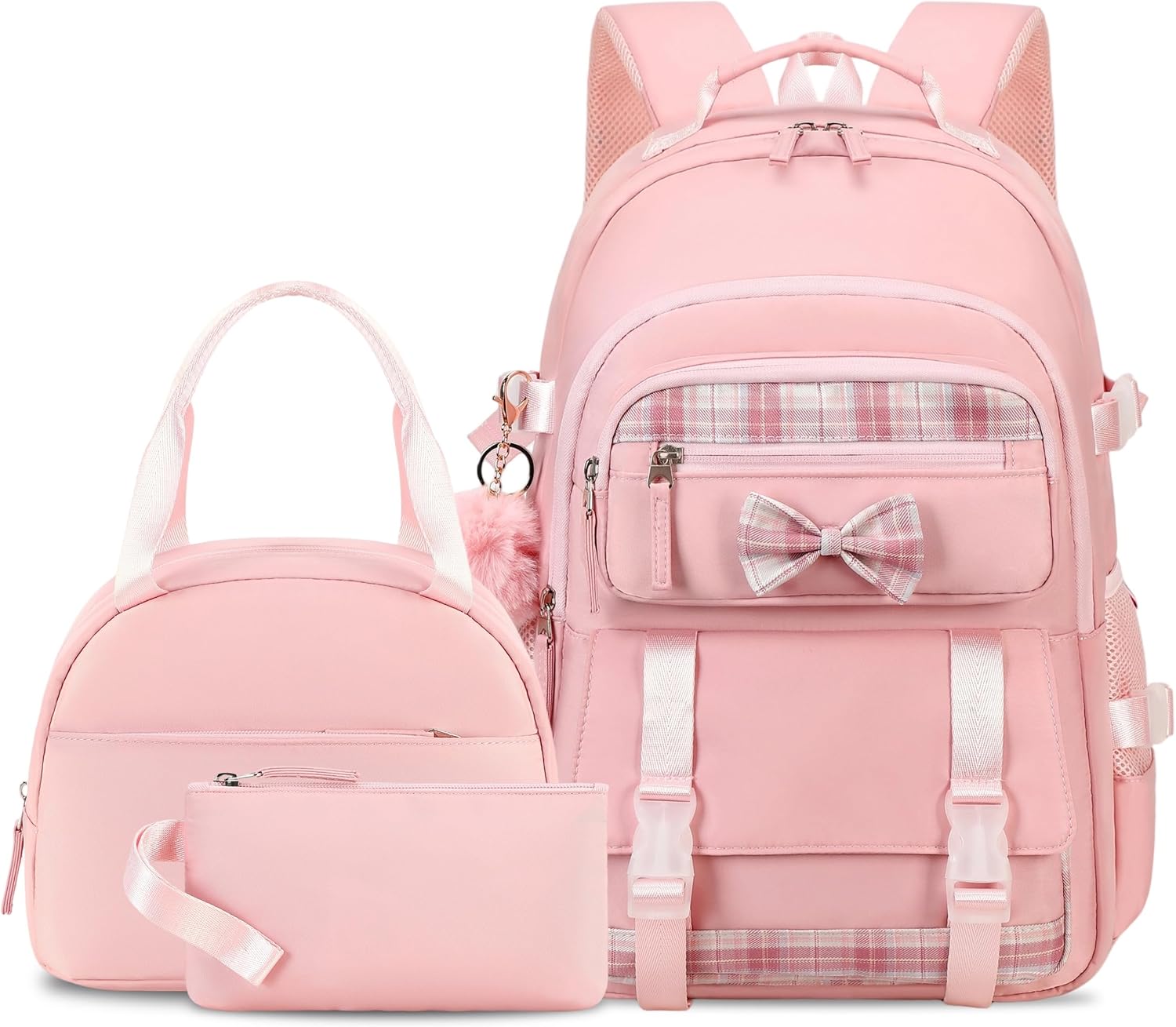 Hey Yoo Cute School Backpack for Girls Backpack for School Bag Bookbag Set with Lunch Box Teen Girl Backpacks for Girls Teens (Black)