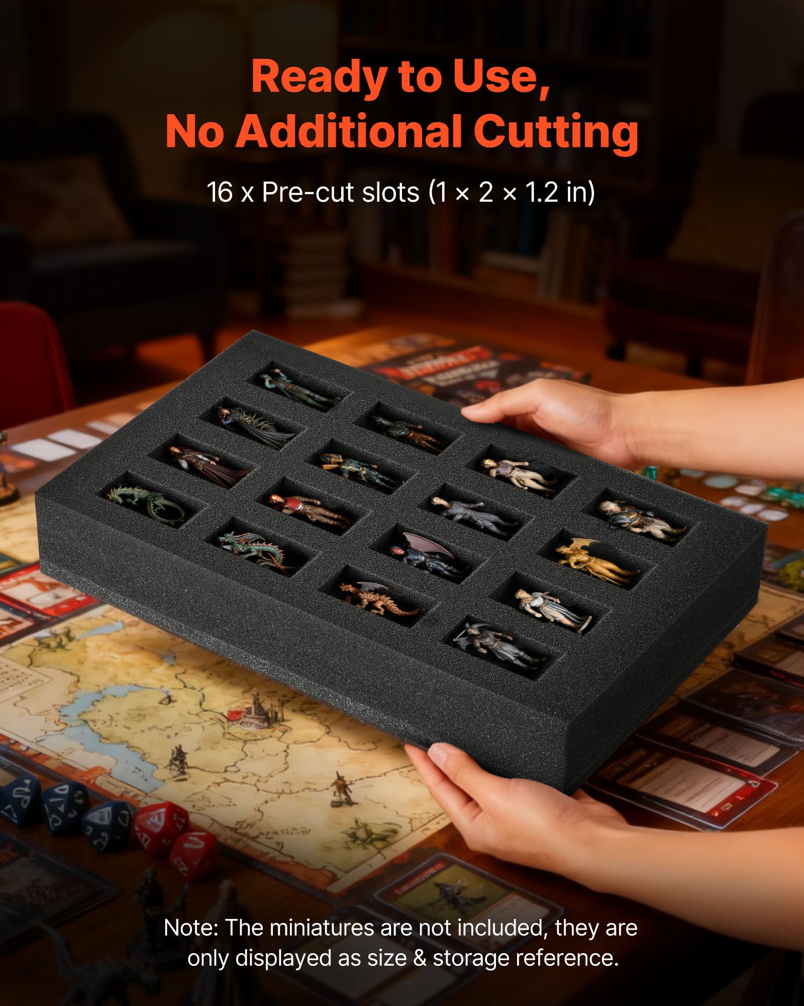 VEVOR Bolsa de Transporte, con Capacidad para 16 Miniaturas de Infantería, Asa y Correa de Hombro Ajustable, 1 Capa de Espuma para Mayor Capacidad, Miniaturas no Incluidas, 350 x 220 x 325 mm