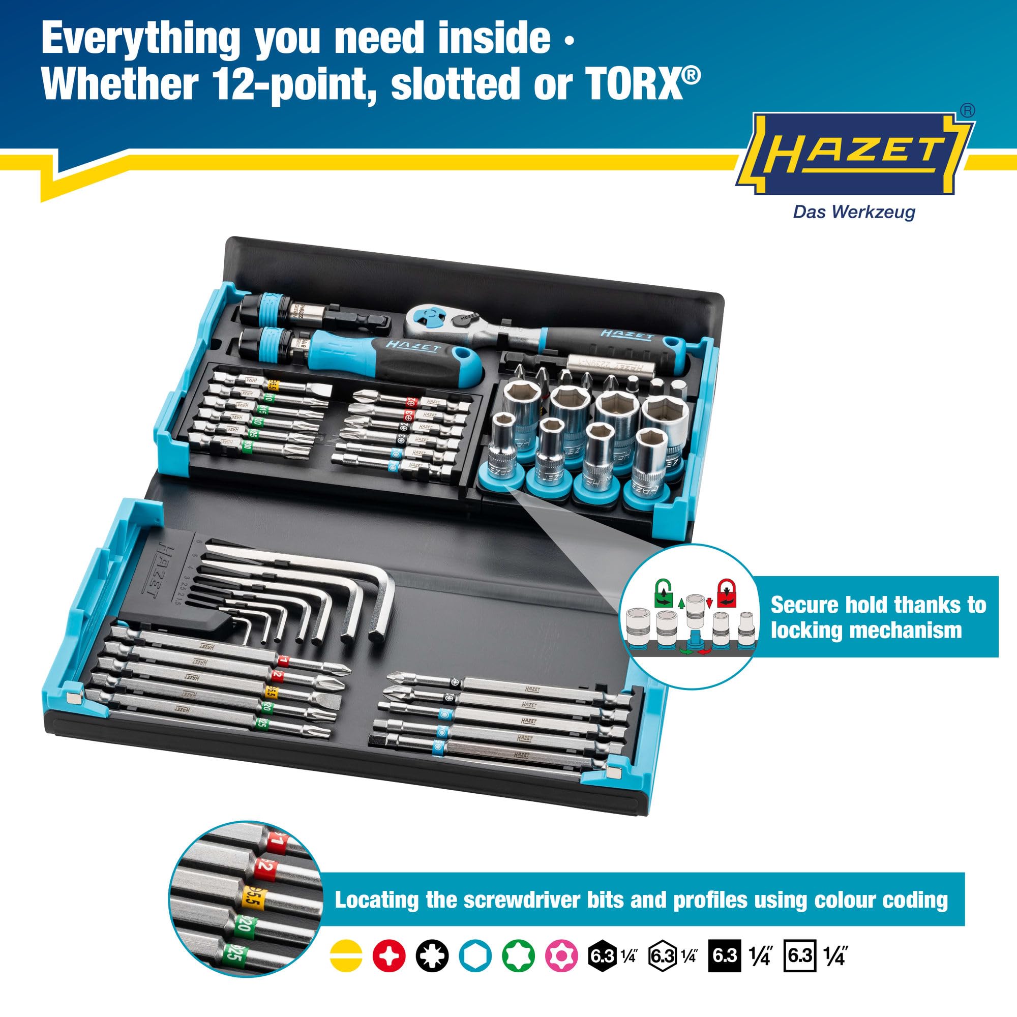 HAZET Smartcase Bit Set 2200SC-32 I 59-Piece Set, Drive: Hexagon
