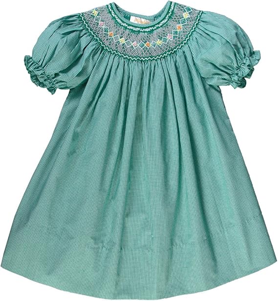 Amazon Rosalina Little Girl S英語スモックビショップ カラー グリーン ワンピース チュニック 通販