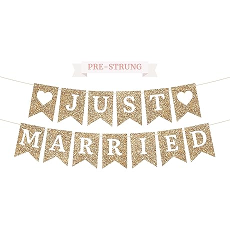 Just Married Banner - Pre-Strung - NO DIY