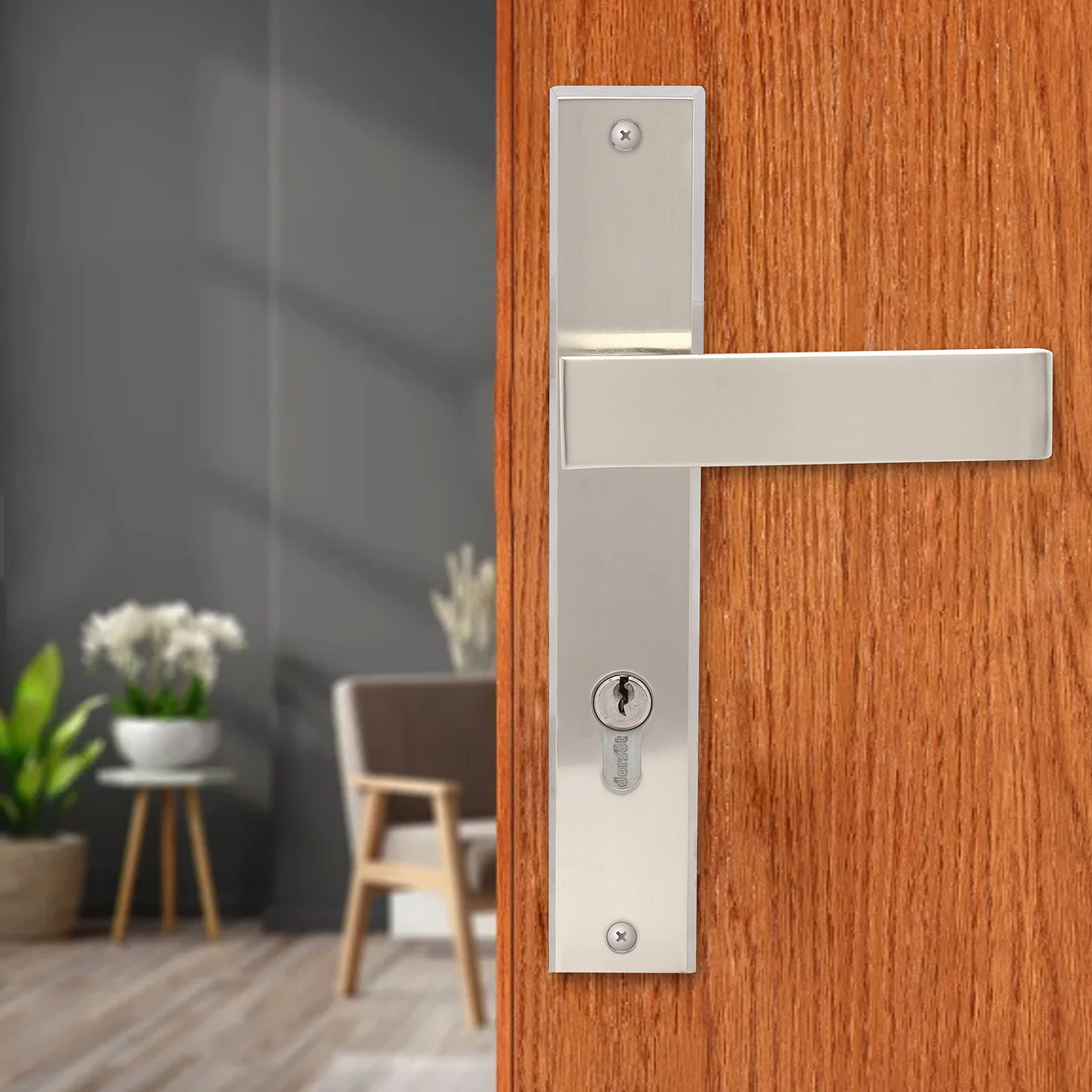 Elina Mortise Door Lock for Main Door (8") | Door Lockset for Main Door, Bedroom Doors with 60 MM Key & KOB Cylinder | Durable Lockbody, Suitable for Door Thickness 32-38 mm | SC Finish