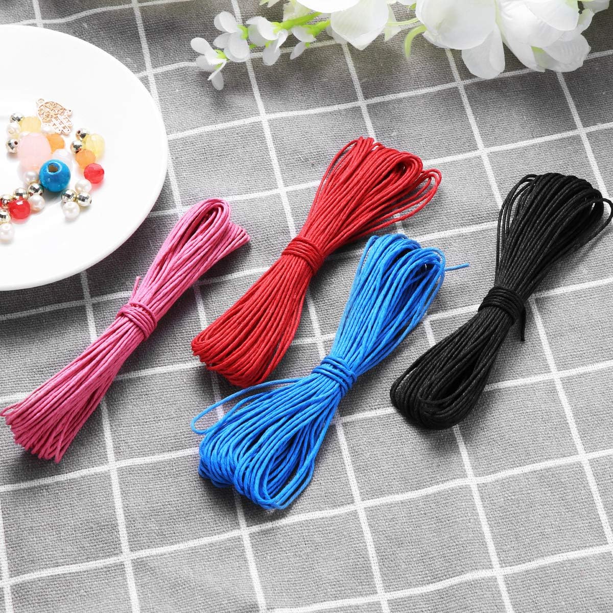 12 Colors 10M 1mm Cotton Cords Strings Ropes for DIY Necklace Craft Making