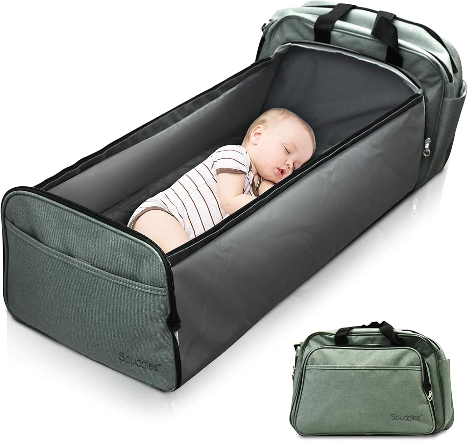 Amazon.co.jp ポータブルベッド旅行Infant Diaperバッグベッド籐製ゆりかごのポケットベビー乳児Sleeping