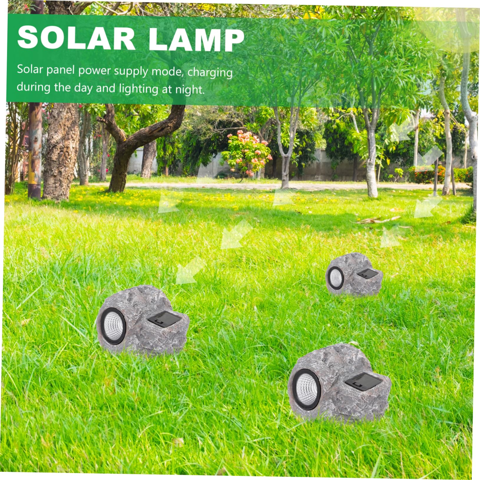 Toyvian Lampada Solare da Giardino Luce Solare per Esterno in Resina a Forma di Pietra Illuminazione Creativa LED per Aiuole e Cortili