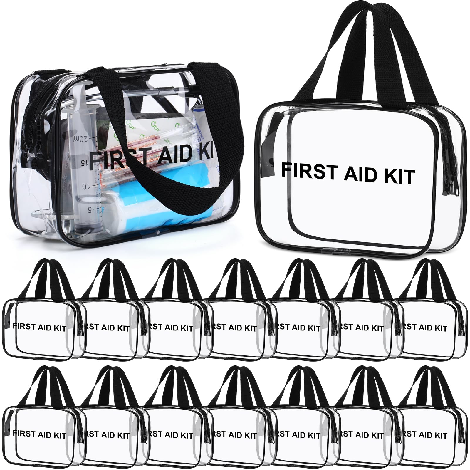 Aliceset Leere Mini-Erste-Hilfe-Tasche, Großpackung, wasserdicht, transparent, kleine medizinische Tasche, Reise-Medizin-Beutel, Kunststoff, Aufbewahrungs-Organizer für Reisen, Outdoor, Zuhause, Büro