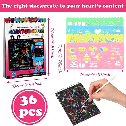 Miniatura 2 de Shappy Cuadernos de papel para rascar, blocs de notas para niños, recuerdos de fiesta de arcoíris, libros para colorear, kit de suministros de arte