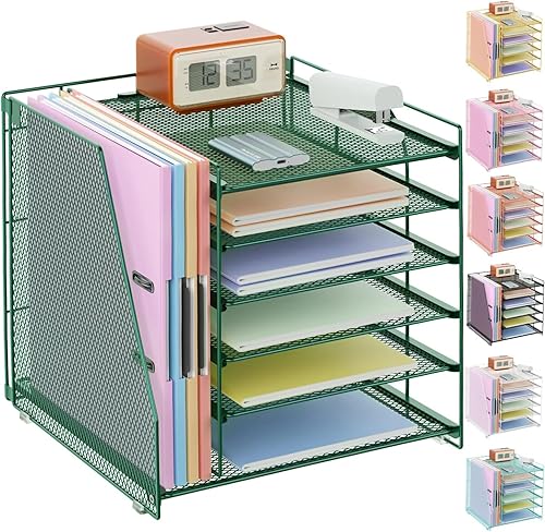 gianotter Organizadores y accesorios de escritorio, organizador de papel de 6 niveles con revistero, organizador de archivos para escritorio,