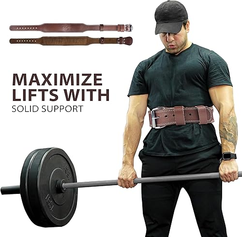 Miniatura 6 de Spartan - Cinturón de levantamiento de pesas (0.197 pulgadas de grosor)  Cinturón de levantamiento de cuero genuino para hombres y mujeres  Cinturón