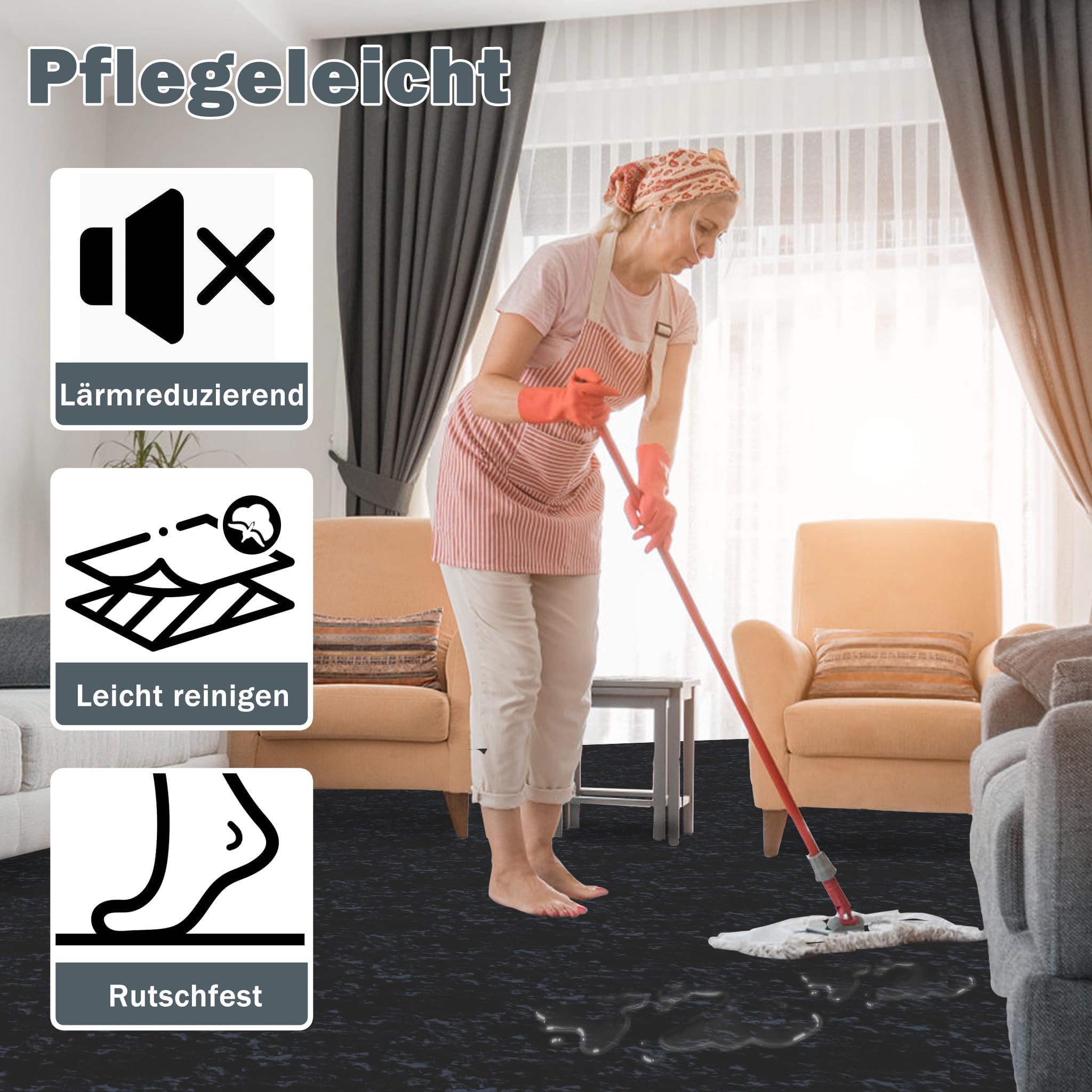 Froadp Pavimento autoadesivo in PVC, 30 x 30 cm, effetto piastrelle, 2,5 m², antiscivolo, impermeabile, per soggiorno, cucina, bagno e balcone, 27 pezzi, tipo D