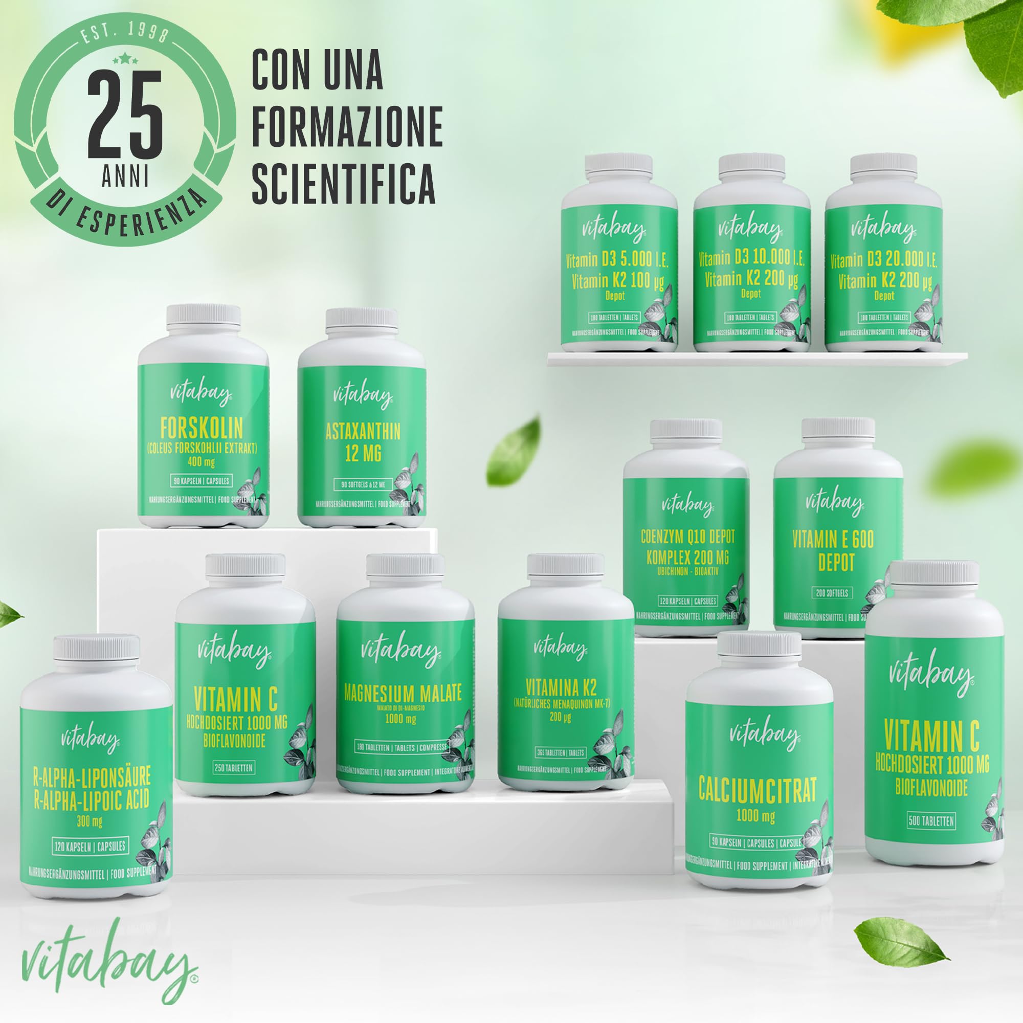Vitabay Forskolina 400 mg alto dosaggio – 90 capsule vegane – Estratto di Coleus forskohlii, radice dell'ortica indiana – vegano & testato in laboratorio in Germania – scorta 3 mesi