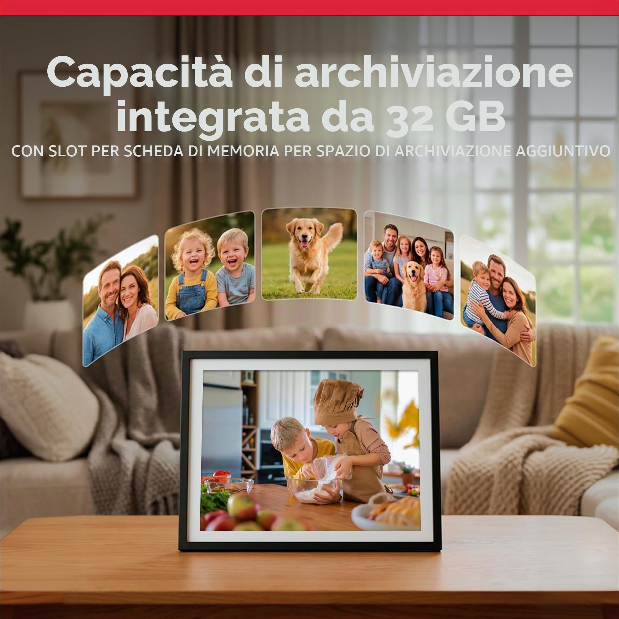 AGFAPHOTO - Realiview APF1700WIFI - Cornice digitale con connessione Wi-Fi - App Frameo, touchscreen HD da 17 pollici, memoria da 32 GB, funzioni meteo/orologio - Nero