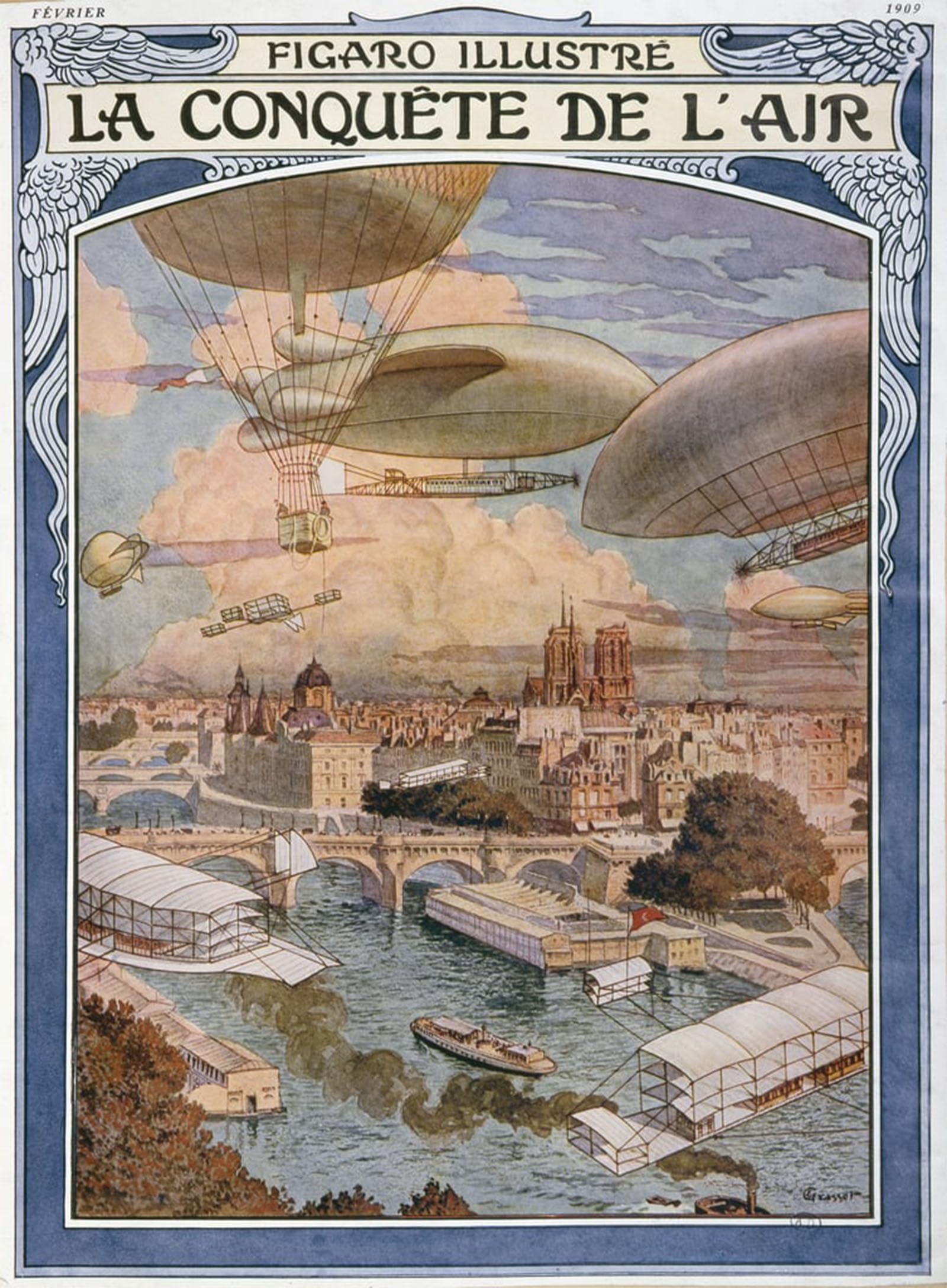 ARTXLXXBN Famous Painting Canvas Artwork Graffiti Print the Conquest of Air by Eugene Grasset Portrait Canvas Image for Home Decor 60x90cm