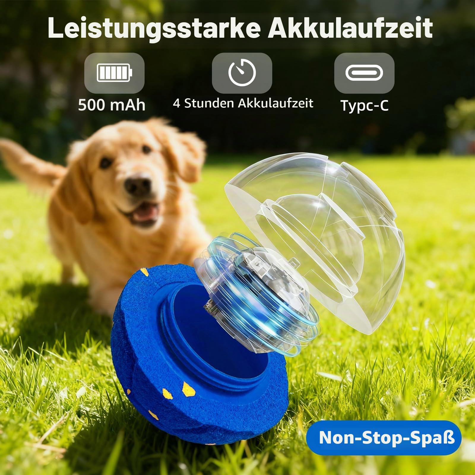 Hundebälle für Hunde Interaktiver Intelligenz Elektrisch Hundespielzeug mit 3 Spielmodi Wasserdicht, Wiederaufladbar, für Mittlere und Große Hunde Hundeball ist aus Naturkautschuk
