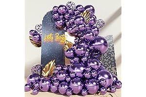 Purple Metallic Balloons Garland Kit 130 Pcs Chrome Balloons Different Sizes