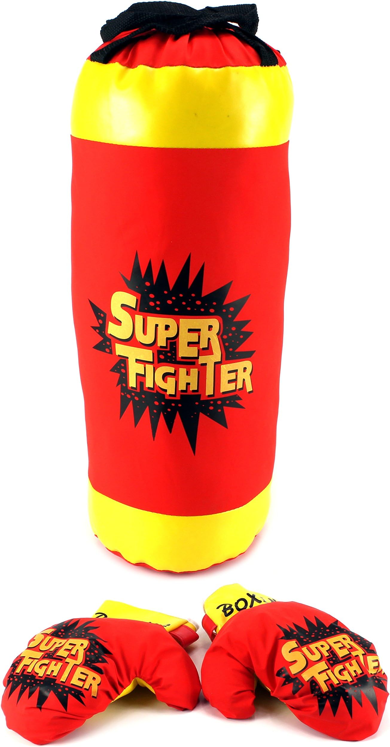 Super Fighter Boxing Children's Pretend Play Toy Boxing Play Set w/ Stuffed Punching Bag, Pair of Soft Padded Boxing Gloves, Perfect for All Kids
