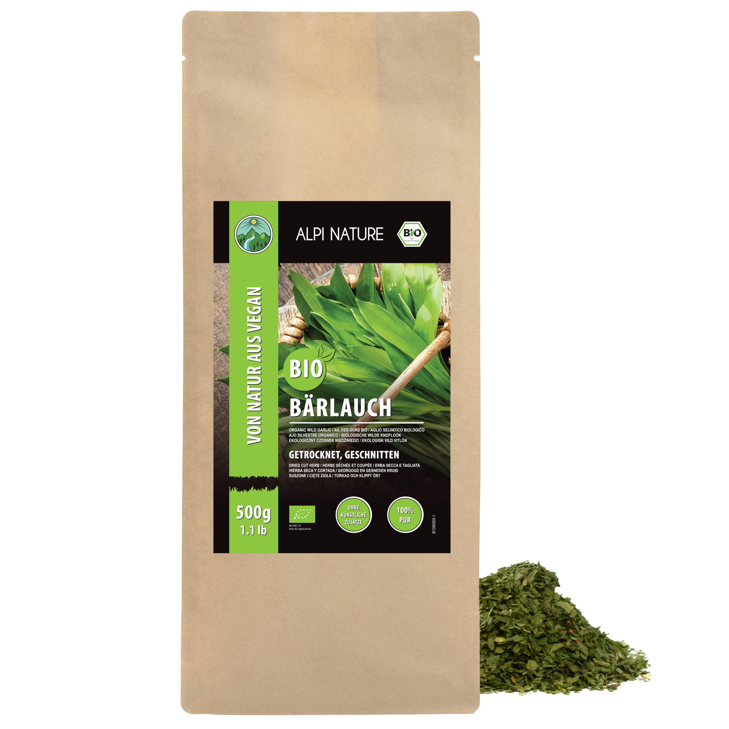 Alpi Nature Ail des Ours BIO 500g, Feuilles d'Ail des Ours Séchées et Hachées pour la Cuisine