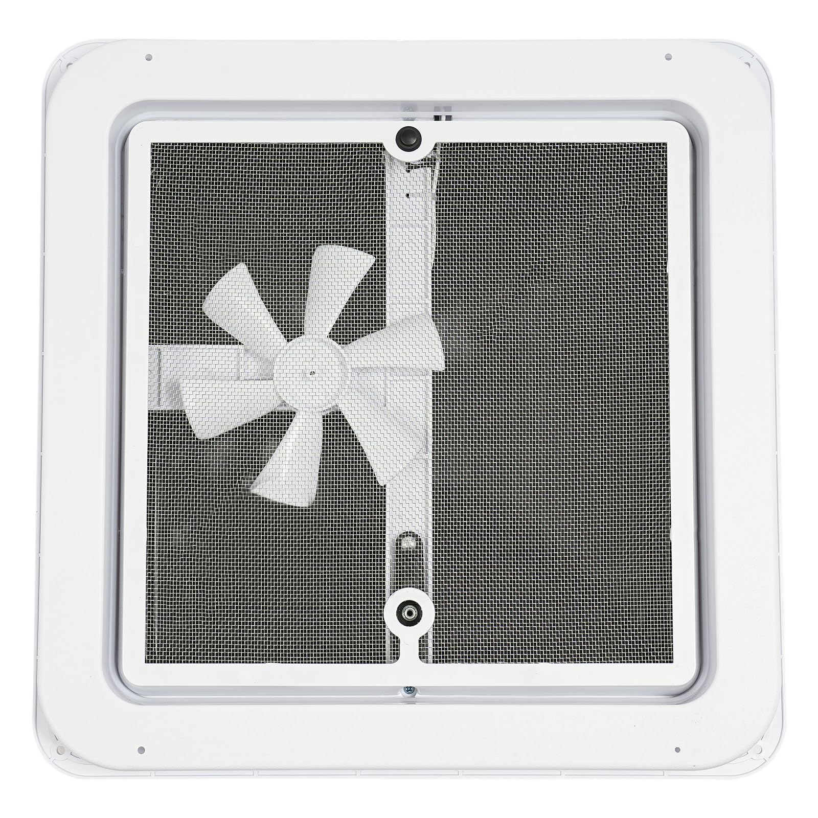 Finestra da tetto con ventola, 42 x 42 cm, colore nero e bianco, in plastica, universale, per aperture da 14 x 14 pollici, protezione dalle zanzare