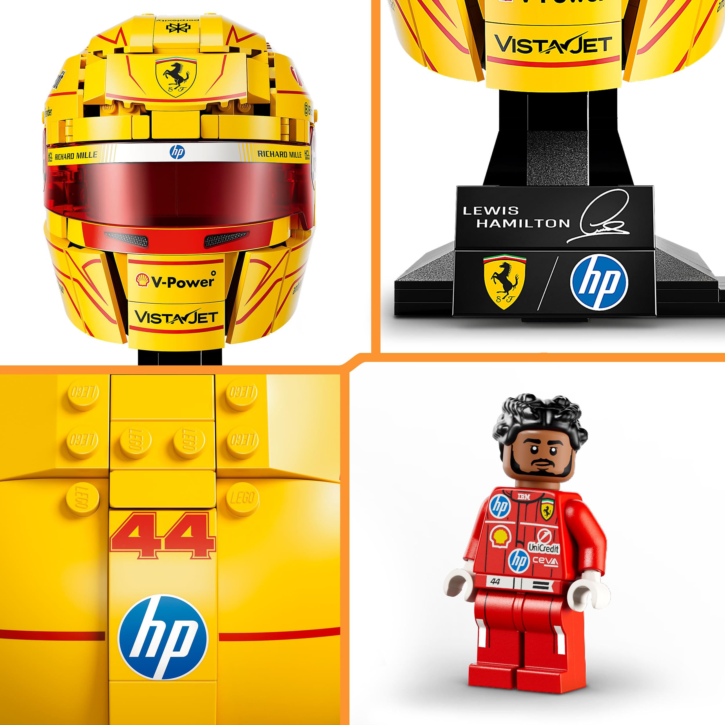 LEGO Editions Scuderia Ferrari HP Lewis Hamilton Helmet - F1 Merchandise - Display Model Kit w/Collectible Minifigure - Gift for 14+ Year Old Boys & Adult Motorsport Fans - 43022 : Amazon.co.uk: Toys & Games