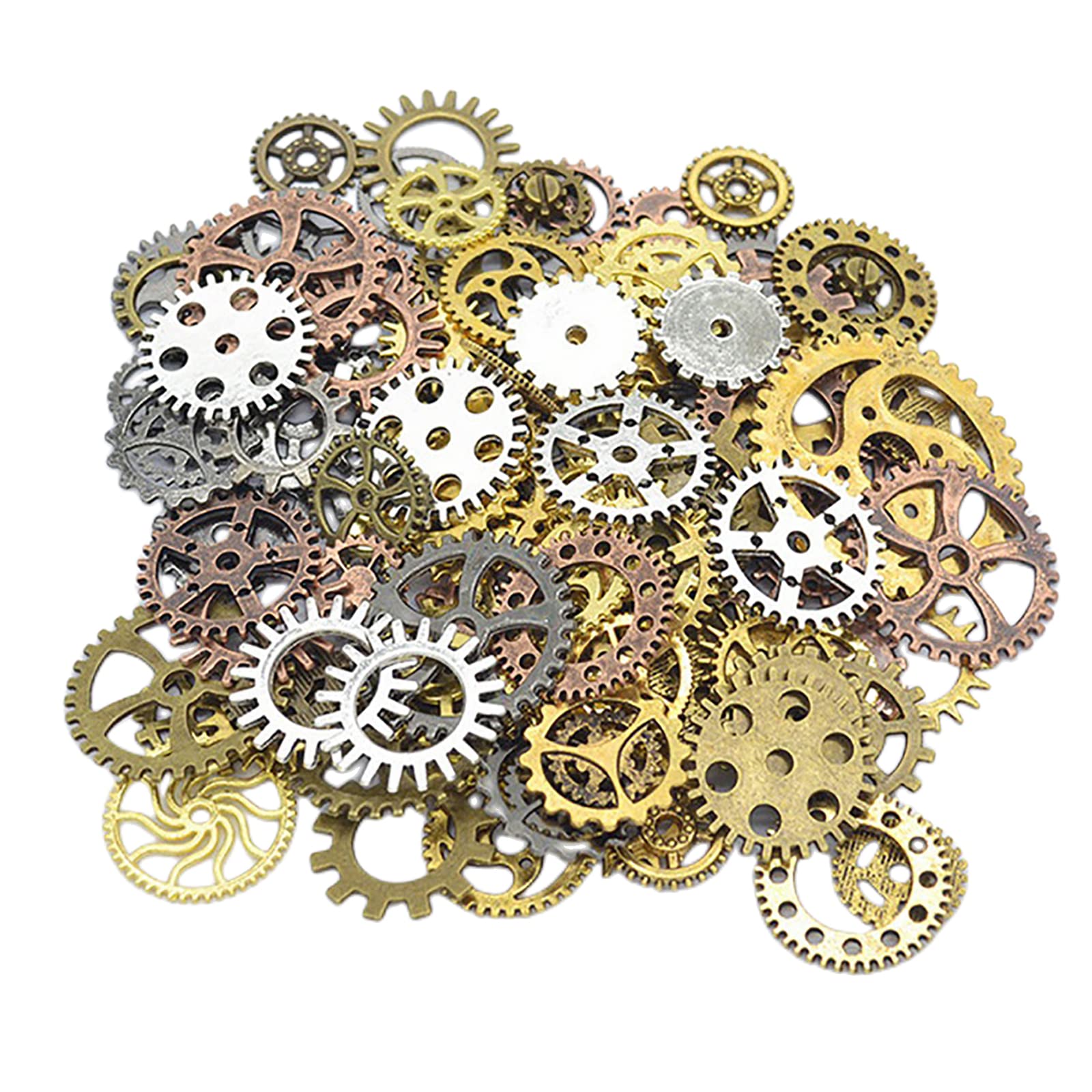 100 Grams Assorted Vintage Metal Gear Steampunk Jewelry Making Charms Cog DIY Antique Steampunk Gear for DIY Crafts Jewelry Making Cosplay(Mixed Colors)