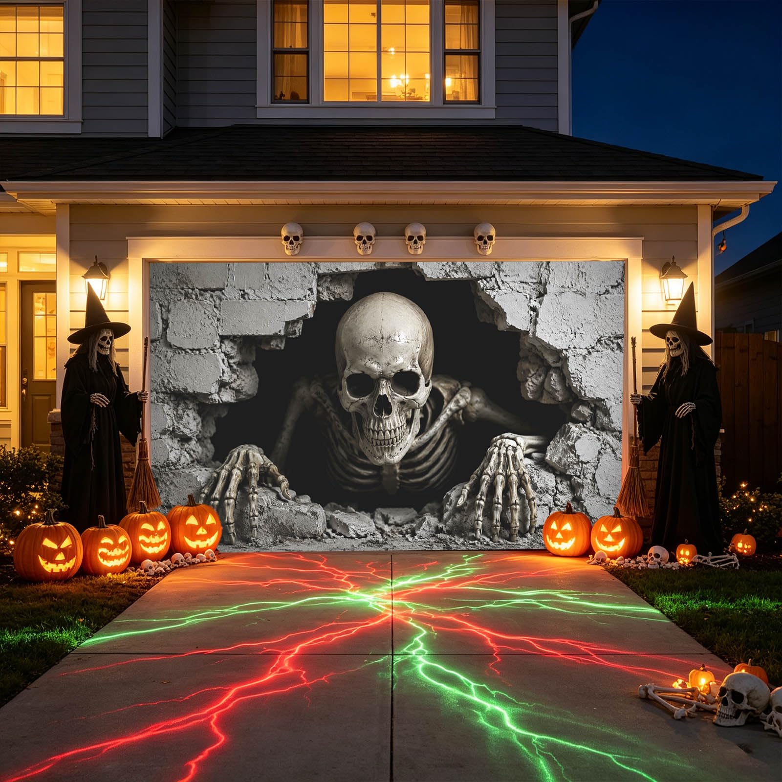 Halloween Garage Door Cover Halloween Decorations Outdoor Hanging Banner Garage Buddy Backdrop for Home Wall Decor Holiday Spooky Party Photo Backgrounds Window Decoration