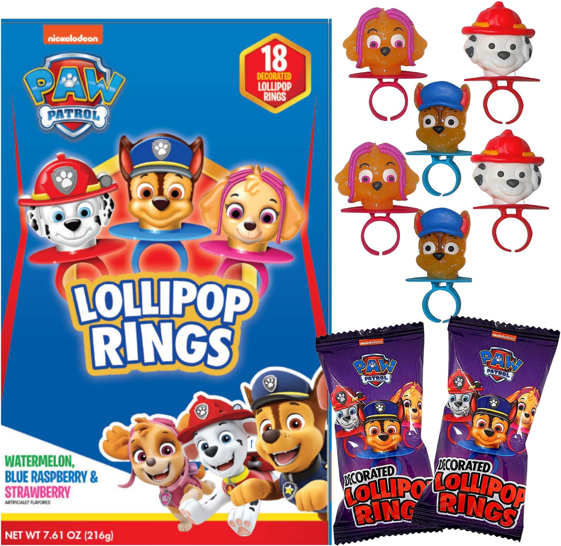 Decorated Themed Lollipop Rings, Candy Exchange Kit, Assorted Fruit Flavored Hard Candies, 18 Individually Wrapped Pieces