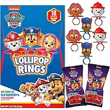 Paw Patrol Decorated Themed Lollipop Rings, Candy Exchange Kit, Assorted Fruit Flavored Hard Candies, 18 Individually Wrapped Pieces