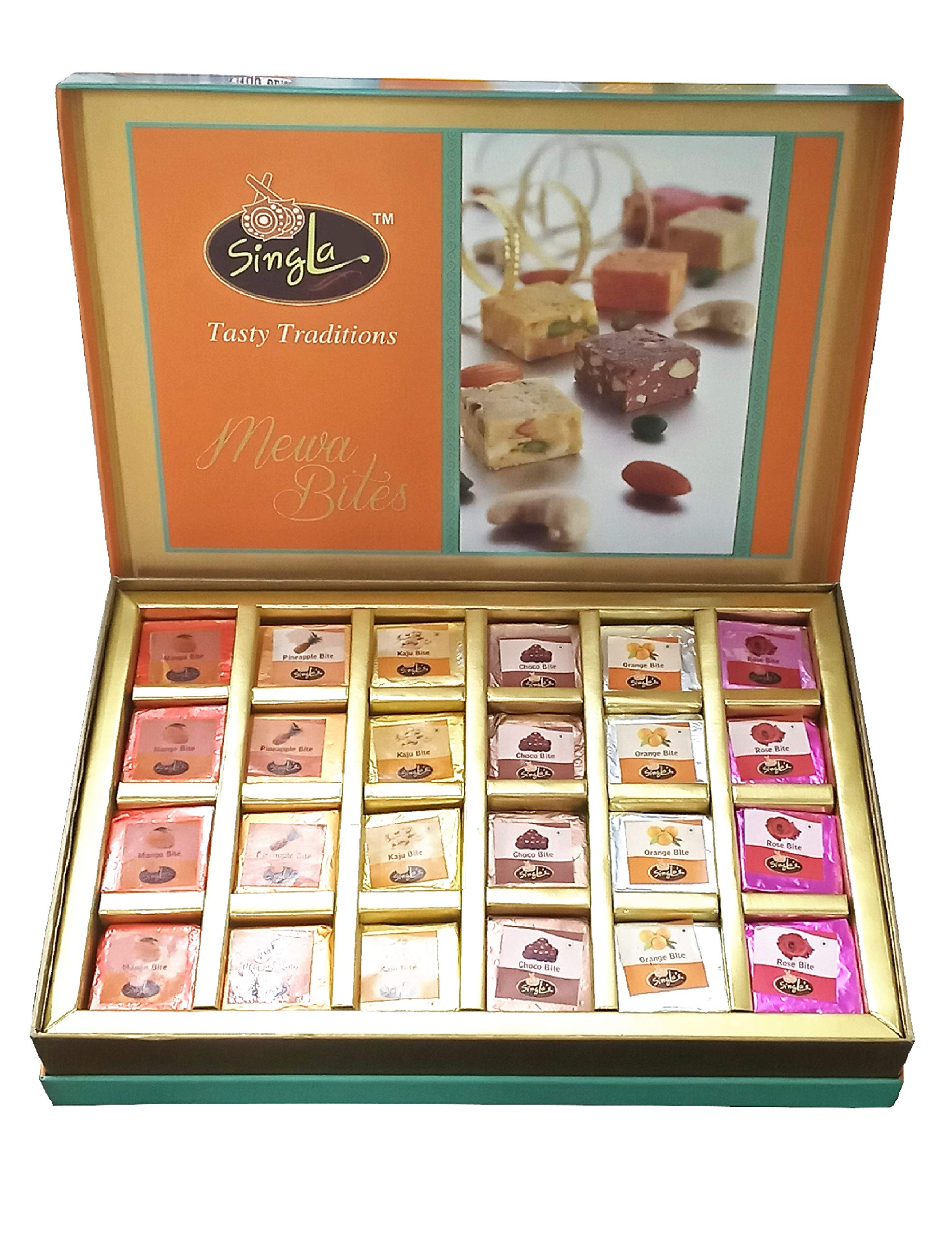 Singla Sweets Orange Mango Pineapple Chocolate kaju Mix Bite Box 1kg