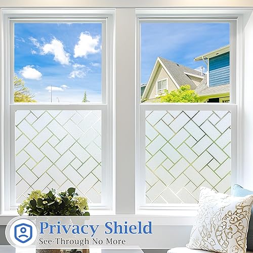 Miniatura 6 de Coavas - Película de adherencia estática de privacidad para ventana Adherente con diseño de espiga Compárala con película de un solo sentido para