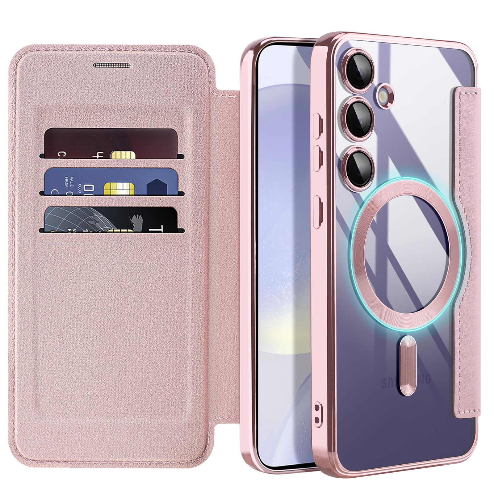 Bizzib for Samsung Galaxy S24 Plus Case Compatible with Magsafe Slim Fit Flip Protective PU Leather Wallet Case with RFID Blocking Card Slot Build-in