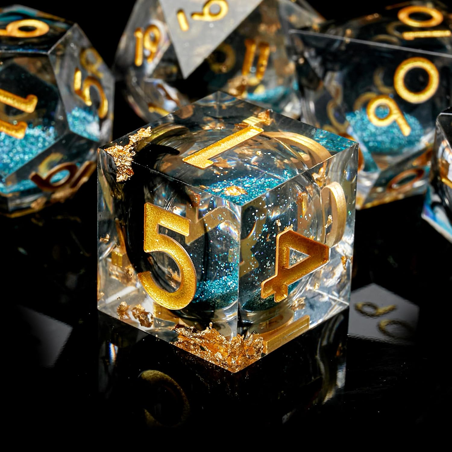 FugaCity Dice Set,Handmade Sharp Edge 7 Piece Resin Dice-Dungeon&Dragons Polyhedral Dice Set, D&D Dice Set with Gift Dice Case for RPG MTG Table Games image 3