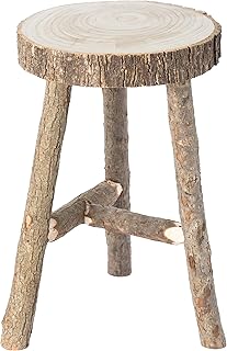 Decorative Antique Log Cabin Natural Wooden Accent Stool Side Table