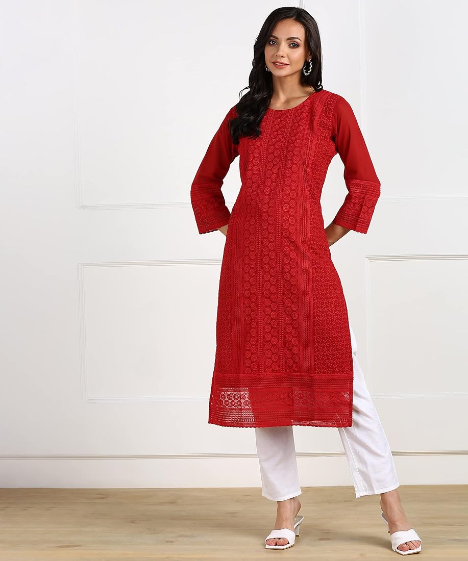 Red kurti for women Clearance