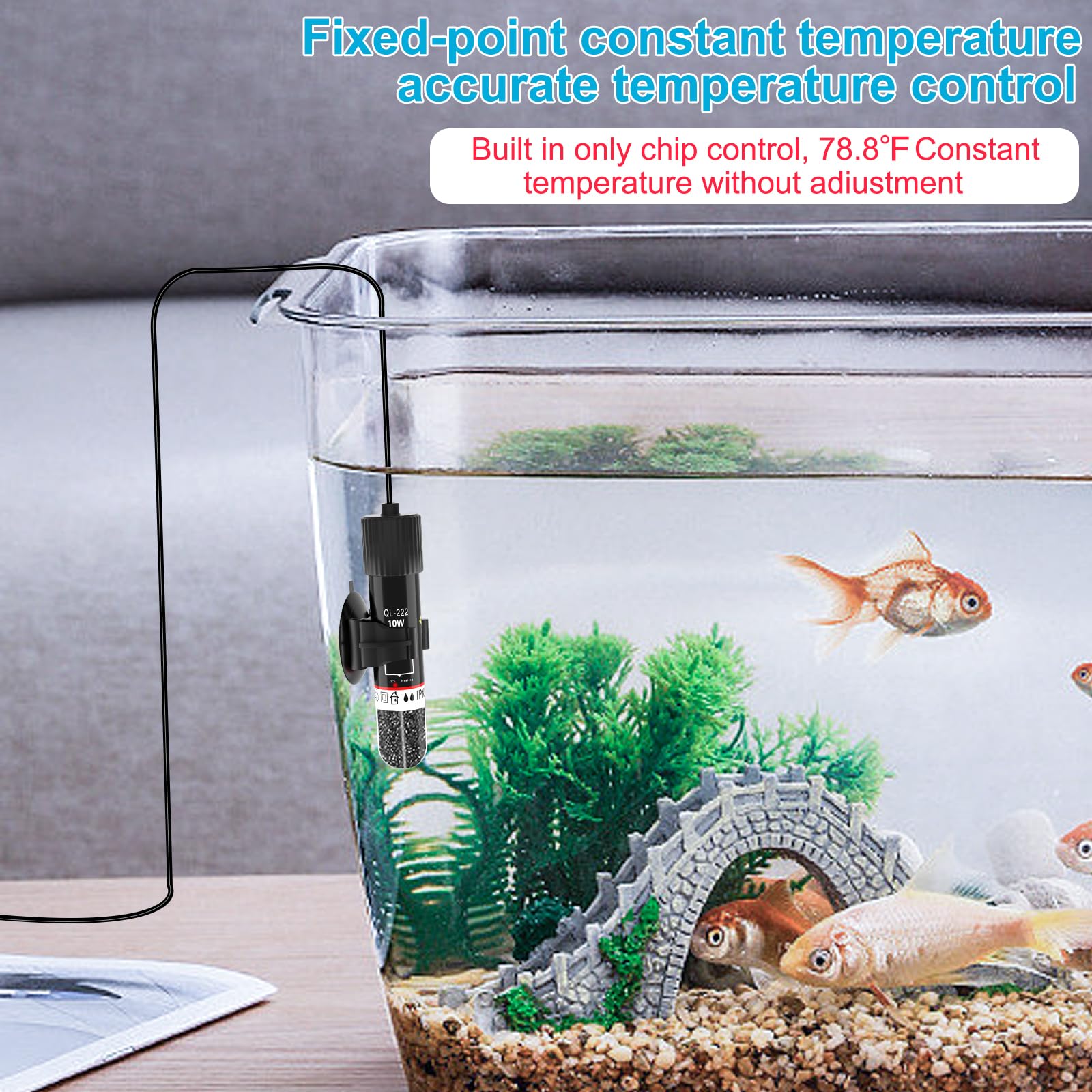 Kleine Aquarium-Heizung, 10 W, Betta-Heizung, super Mini-Aquarium-Heizung, tauchfähig, USB-betrieben, konstante Temperatur 26 °C, verwendet für 3,5 - 6 Liter