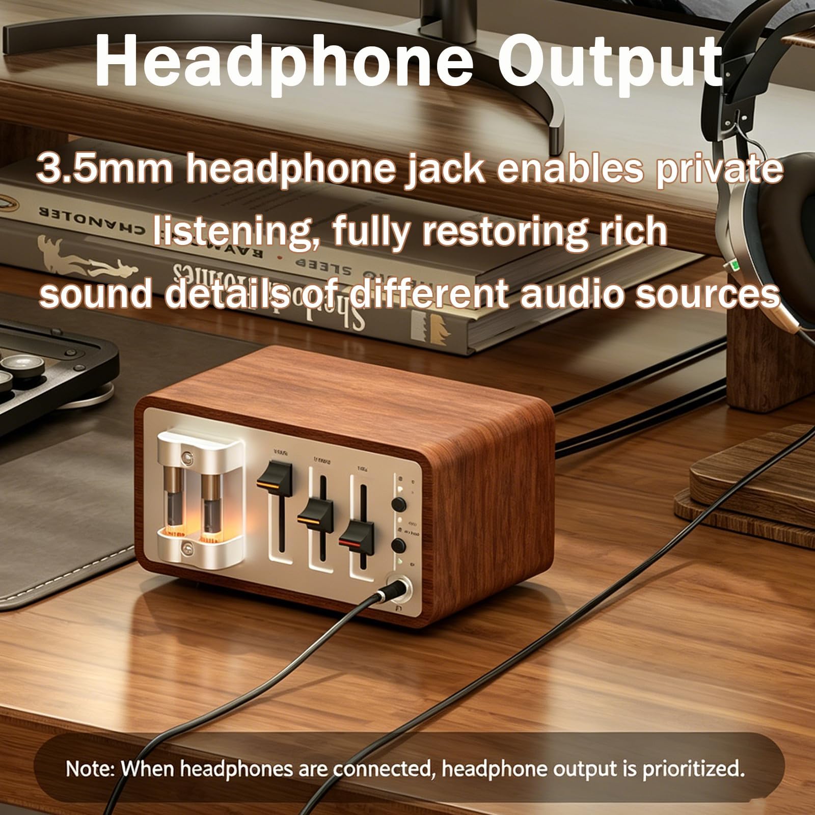 Preamplificatore Phono preamplificatore giradischi con amplificatore per cuffie, tubo a vuoto Hi-Fi, controllo volume, bassi e alti per giradischi in vinile stereo domestico