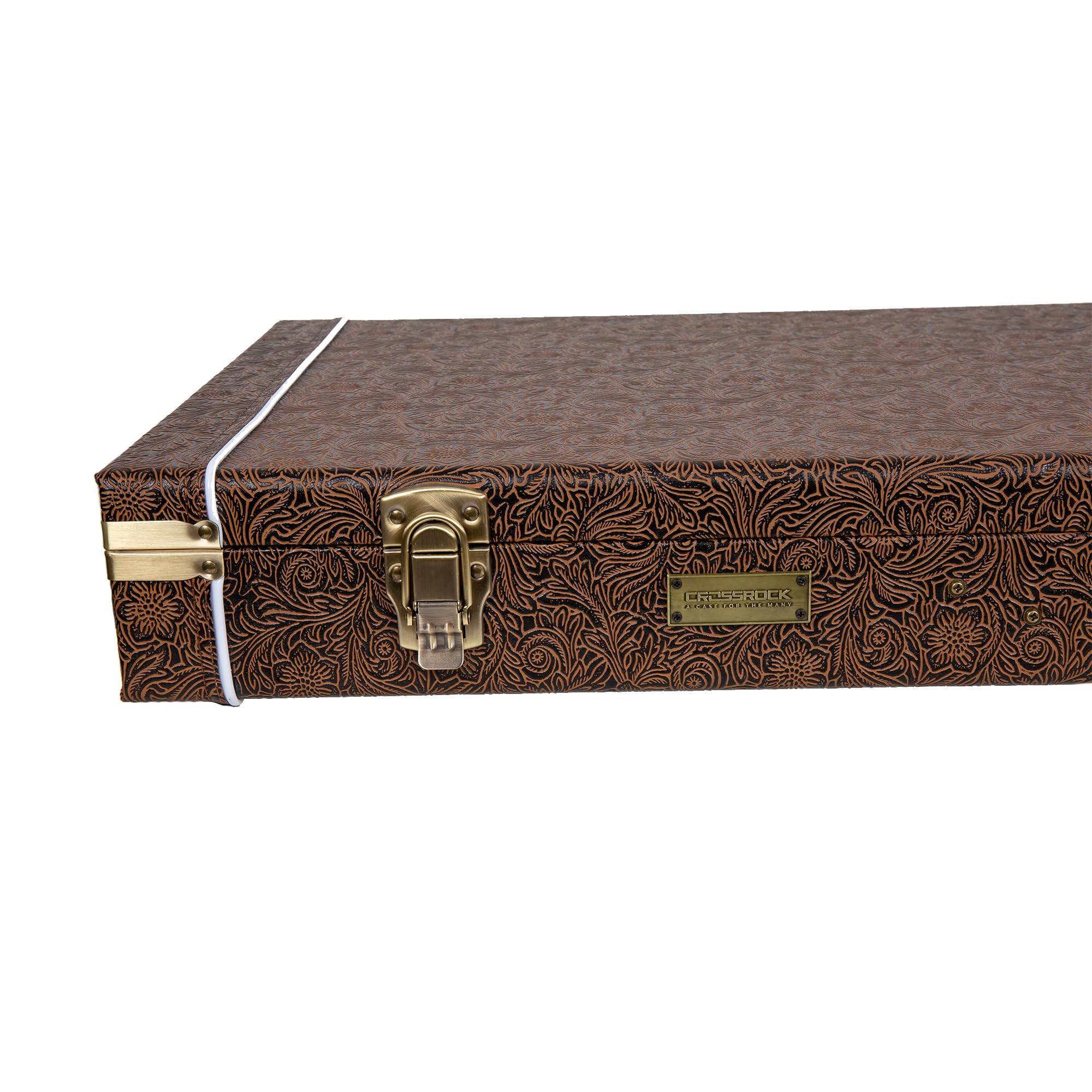 Crossrock étui rectangulaire en Bois pour Guitare électrique Jazzmaster & Jaguar, Blossom Brown en Similicuir, Doublure en Velours Vert forêt, Serrure — Designer Series CRW530JMBQ
