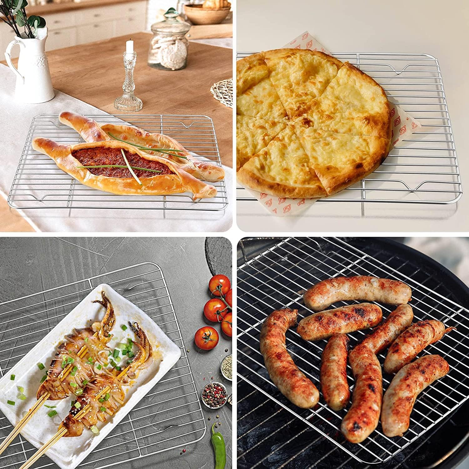 2Pcs Basting Cover & Wire Rack, Leonyo Cheese Melting Dome for Griddle, Griddle Accessories with Rectangular Steam Dome Lids, 11"x 9" Cookies Cooling Rack for Oven Baking, Outdoor BBQ Flat Top Grill image 5
