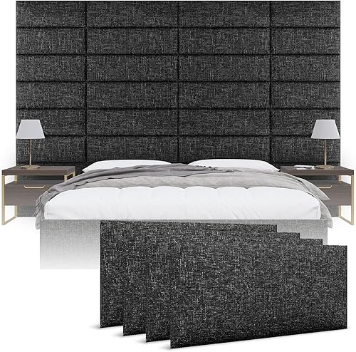 Miniatura 27 de Cabeceras tapizadas Vänt - Paneles de pared para montar en la pared tamaño Queen/Full - Champán neutro metálico - Juego de 4 paneles (Cada panel