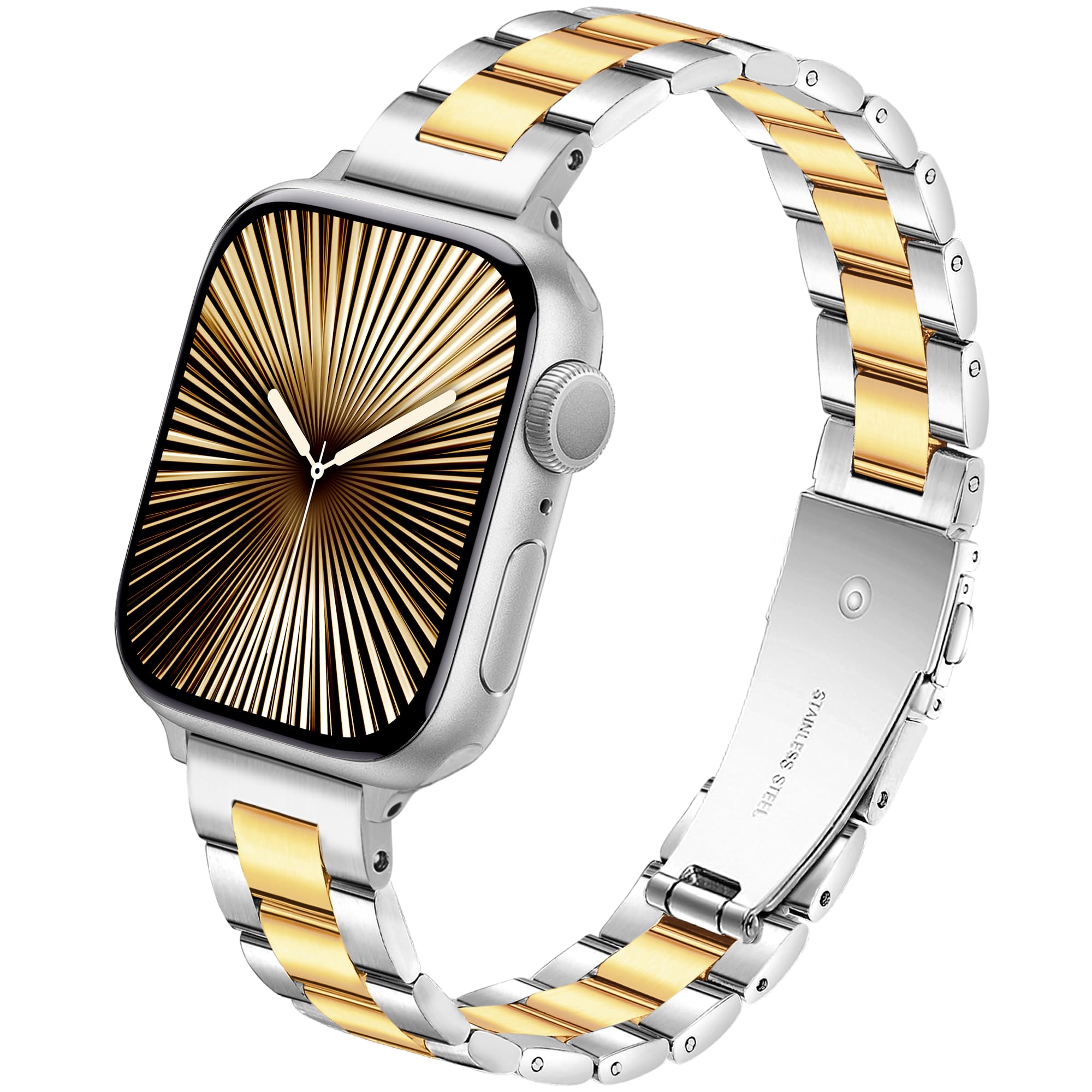 Melyis Slim Metal Band Compatible with Apple Watch Bands for Women 46mm 44mm 45mm 42mm 49mm, Premium Stainless Steel iWatch Bands for Apple Watch Band