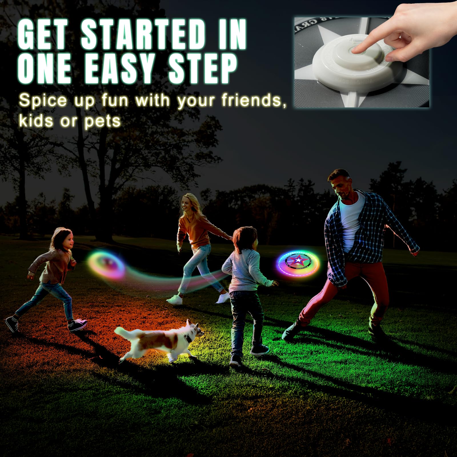 Disque volant à LED, lumineux, 175 g, étanche, pour enfants, adultes, jardin, camping, jeux de lancer, jouet, cadeau pour garçons et filles à partir de 6 ans