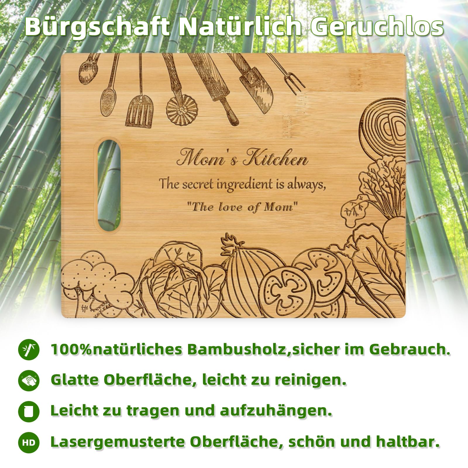 Tagliere In Bambù Inciso - Regalo Perfetto Per La Mamma, Compleanno O Festa Della Mamma - Foto 10
