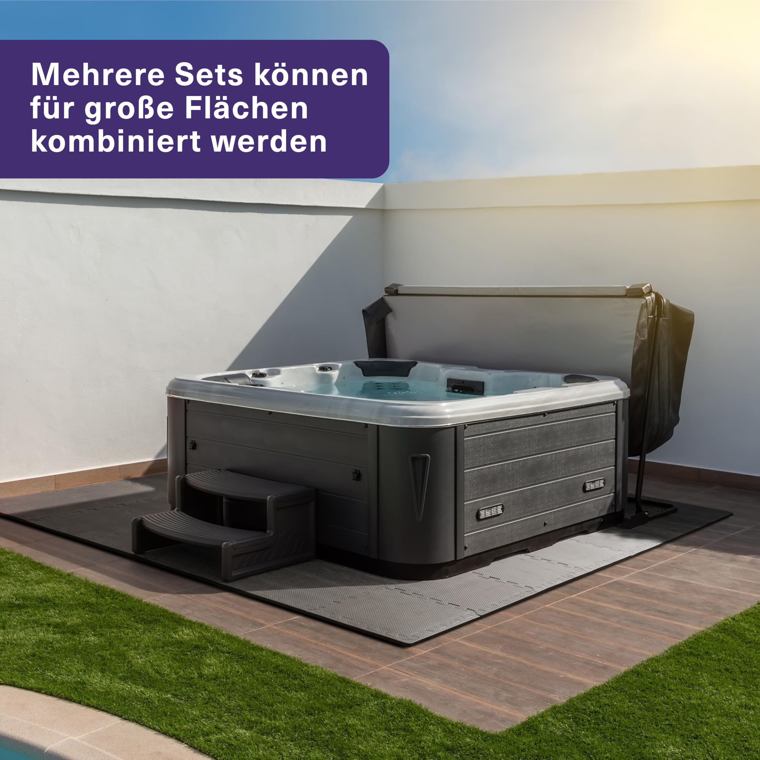 MATANA Bodenschutzmatte Fitness - Puzzle Bodenmatte Sport Trainingsmatte rutschfest - Heimtrainer, Pool Unterlegmatte