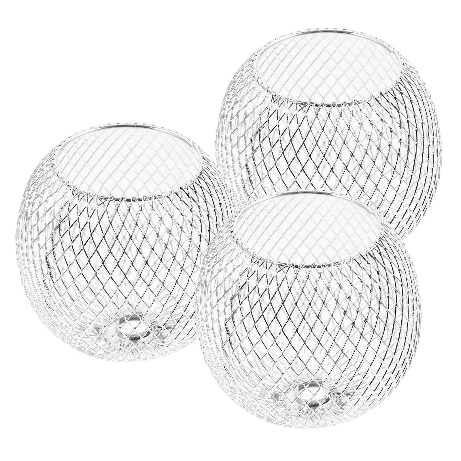 Pantalla de Lámpara de Metal Artesanal Plata, Decoración Difusa Fácil de Instalar, 3 Piezas, Apertura 10mm, Pantalla de Lámpara Metálica Esférica Calada para Varios estilos