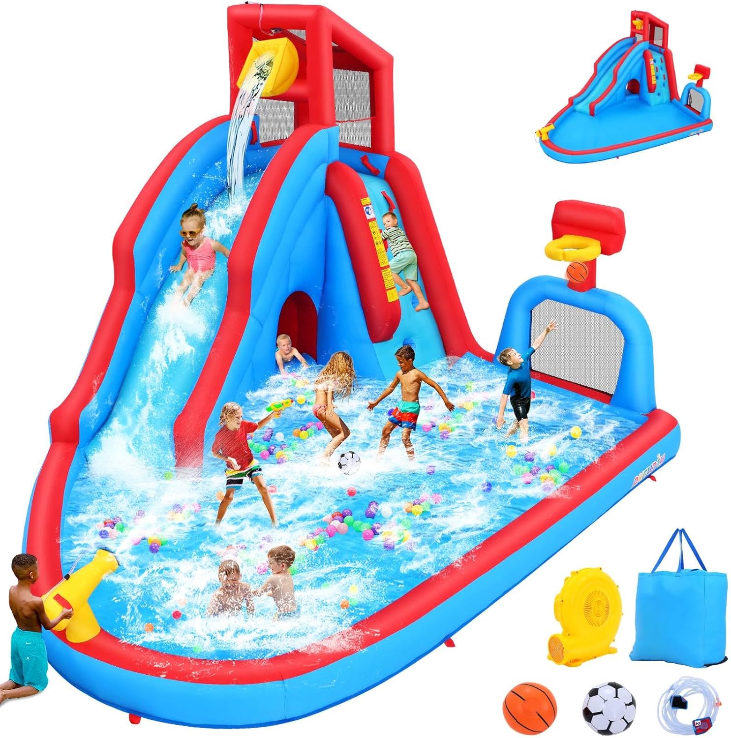 AKEYDIY Inflatable Bounce House With Slides | 15ft Backyard Play Center For Kids