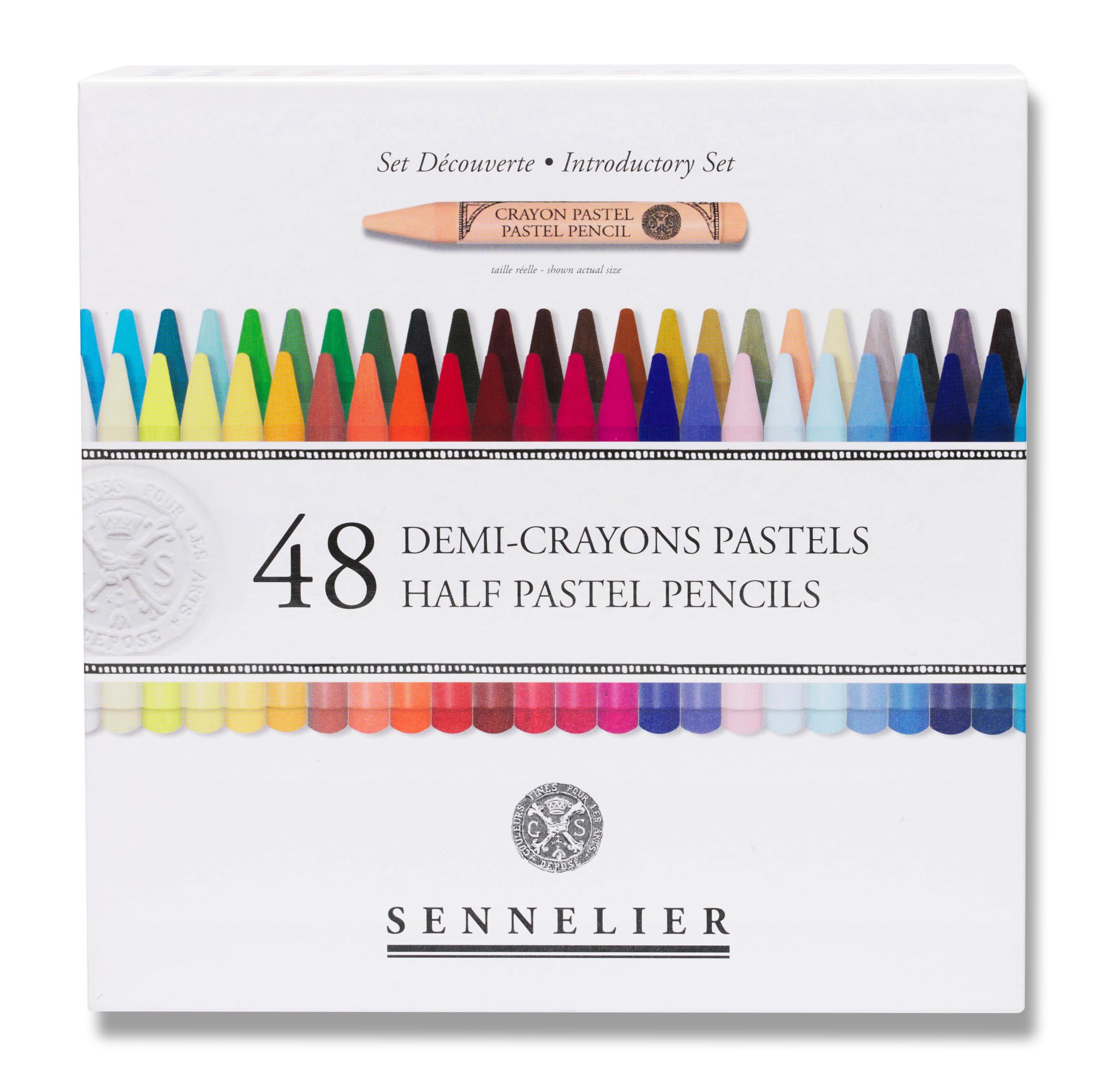 Sennelier Coffret 48 Demi-Crayons Pastel 7 cm – Couleurs Assorties – Haute Pigmentation – Texture Semi-Dure – Dessin, Esquisse & Beaux-Arts