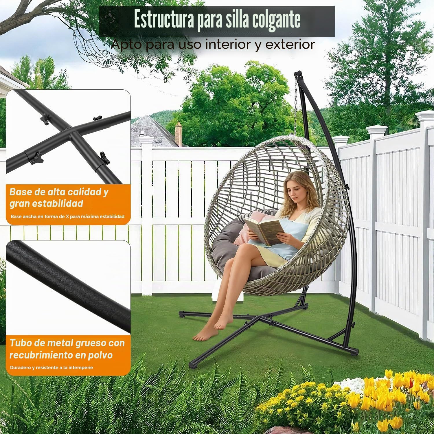 estructura de silla colgante 150 kg, soporte estable de metal para hamaca