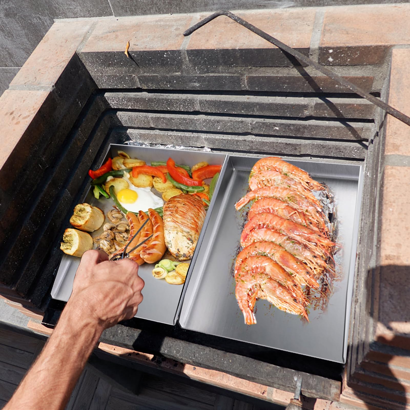 Edelstahl Grillplatte Massiver Universal BBQ Plancha Griddle, Spülmaschinenfest und rostfrei, für Holzkohle Grillwagen, mehr (1.5mm Edelstahl – 36x26cm)